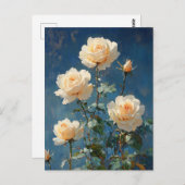 White Roses on Navy Background Briefkaart (Voorkant / Achterkant)