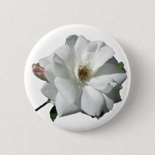 White Roses Party Douche Bruidsbloemen Destiny Ronde Button 5,7 Cm