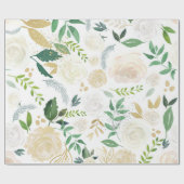 White Roses Pattern Cadeaupapier (Vlak)