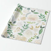 White Roses Pattern Cadeaupapier (Uitgerold)