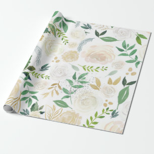 White Roses Pattern Cadeaupapier