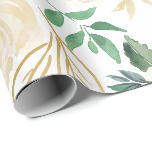 White Roses Pattern Cadeaupapier (Rol Hoek)