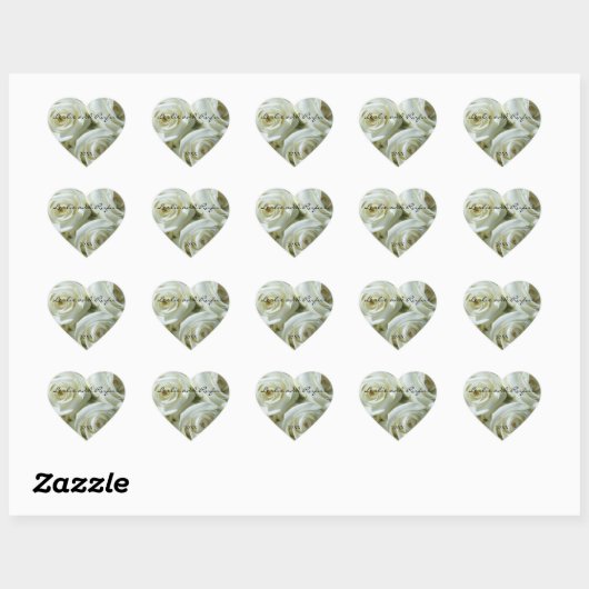 White Roses Personalized Heart Wedding Sticker (Vel)