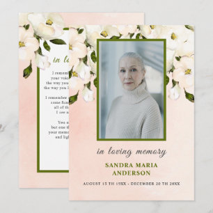 White Roses Photo Funeral Memorial Poem Card Bedankkaart