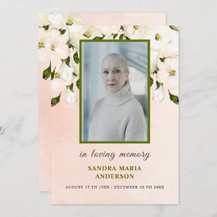 White Roses Photo Funeral Memorial Prayer Card Bedankkaart