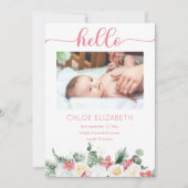 White Roses Pink Orchid Girl 4 Foto Collage Birth Aankondiging (Voorkant)