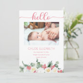 White Roses Pink Orchid Girl 4 Foto Collage Birth Aankondiging (Staand voorkant)