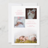 White Roses Pink Orchid Girl 4 Foto Collage Birth Aankondiging (Achterkant)