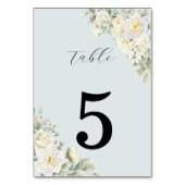 White Roses Powder Blue Table Number Kaart (Achterkant)