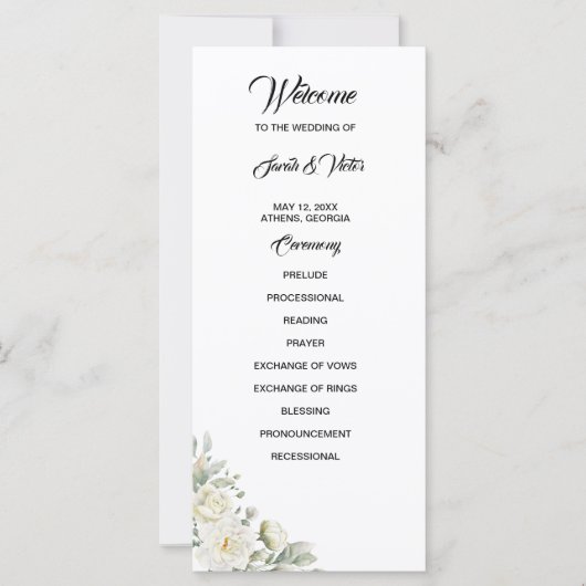 White Roses Program Card (Voorkant)