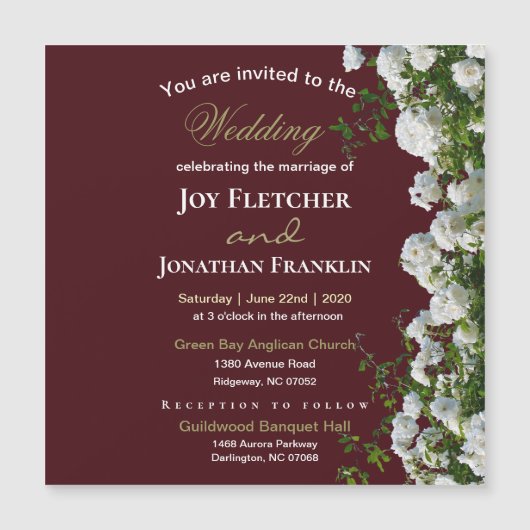 White Roses Red Background Weddenation (Voorkant)