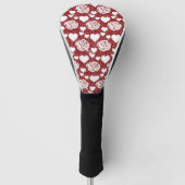 White Roses Red Glitter Flowers Lovers Floral Golfheadcover (Voorkant)