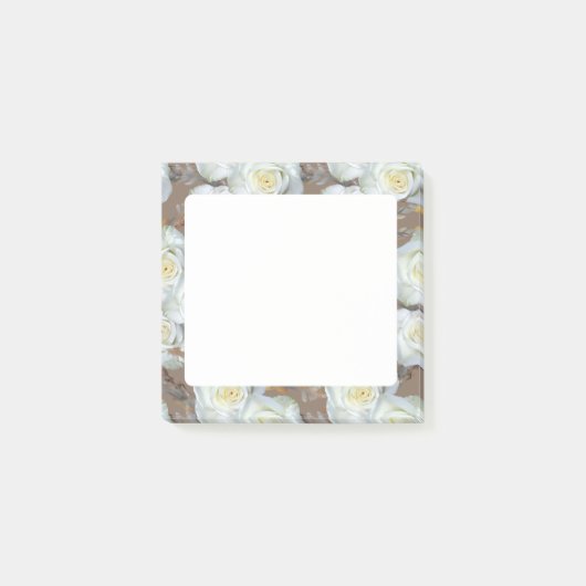 White Roses Romantic Rustic Pattern Post-it® Notes (Voorkant)