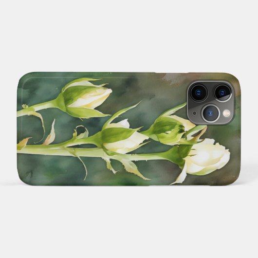 White Roses Roos Buds Art Phone Case (Achterkant (horizontaal))