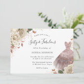 White Roses Roos Gold Sparkle Dress 60th Birthday Kaart (Staand voorkant)