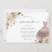 White Roses Roos Gold Sparkle Quinceanera Kaart (Voorkant)