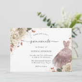 White Roses Roos Gold Sparkle Quinceanera Kaart (Staand voorkant)