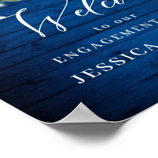 White Roses Royal Blue Wood ENGAGTY Poster (Hoek)