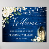 White Roses Royal Blue Wood ENGAGTY Poster (Voorkant)