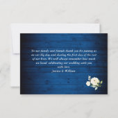 White Roses Royal Blue Wood Lantern Boho Wedding Bedankkaart (Achterkant)