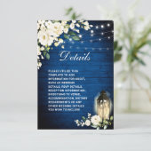 White Roses Royal Blue Wood Lantern - Gegevens Informatiekaartje (Staand voorkant)