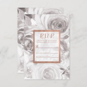 White Roses roze Rose Gold Modern Wedding RSVP (Voorkant / Achterkant)