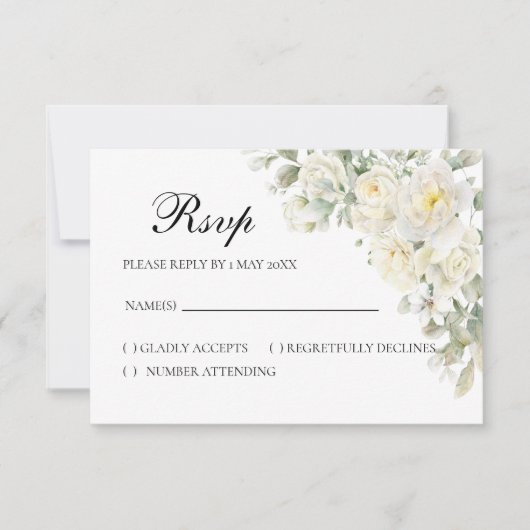White Roses RSVP card Kaartje (Voorkant)