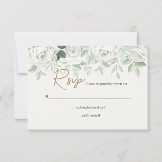 White Roses RSVP-kaart RSVP Kaartje (Voorkant)