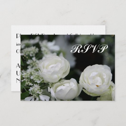 White Roses RSVP Wedding Invitation (Voorkant / Achterkant)