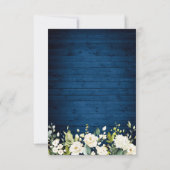 White Roses Rustic Blue Wood Lantern RSVP Card (Achterkant)