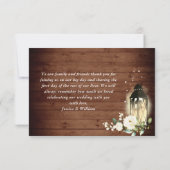 White Roses Rustic Wood Lantern Foto Bedankkaart (Achterkant)