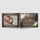 White Roses Rustic Wood Lantern PHOTO Wedding Gastenboek (Volledig)