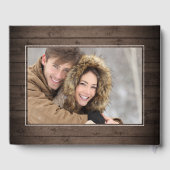 White Roses Rustic Wood Lantern PHOTO Wedding Gastenboek (Achterkant)