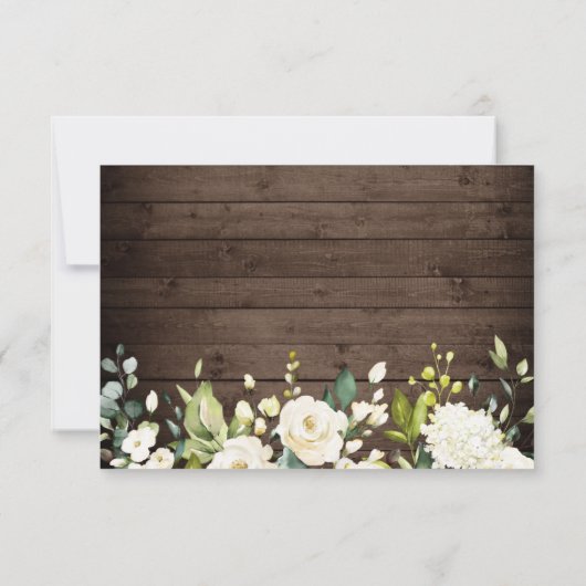 White Roses Rustic Wood Lantern RSVP Card (Achterkant)