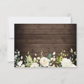 White Roses Rustic Wood Lantern RSVP Kaartje (Achterkant)