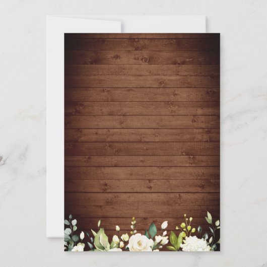 White Roses Rustic Wood Lantern Waterverf Wedding Kaart (Achterkant)