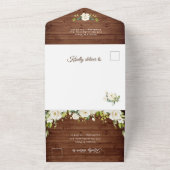 White Roses Rustic Wood Lantern Wedding All In One Uitnodiging (Buitenkant)