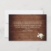 White Roses Rustic Wood Lantern Wedding Bedankkaart (Achterkant)