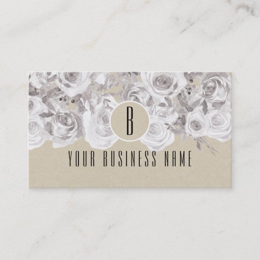 White Roses Rustieke Kraft Klantenloyaliteit Kaart Klantenkaartje (Voorkant)