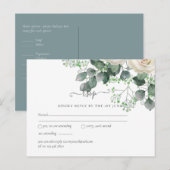 White Roses Sage Eucalyptus Leaves Weduwbudget Briefkaart