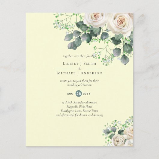 White Roses Sage Eucalyptus Lemon Yellow WEDING (Voorkant)