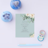 White Roses Sage Eucalyptus Lemon Yellow WEDING Flyer (Enkel)