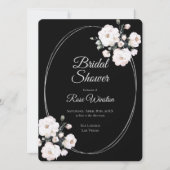 White Roses Silver Rings Black Vrijgezellenfeest Kaart (Voorkant)