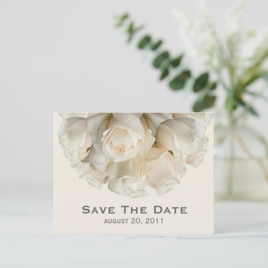 White Roses slaan de datum Briefkaart op (Staand voorkant)