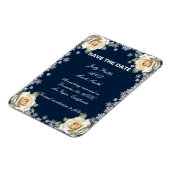 White Roses Snowflake Christmas Bewaar de datum Magneet (Linkerzijde)