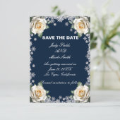 White Roses Snowflake Christmas Bewaar de datum Save The Date (Staand voorkant)