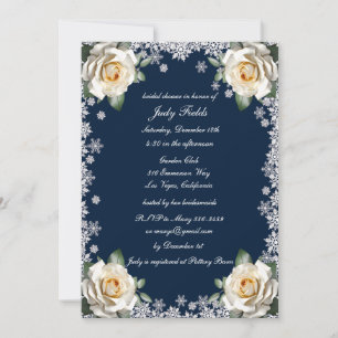 White Roses Snowflake Christmas Vrijgezellenfeest Kaart