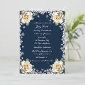 White Roses Snowflake Christmas Vrijgezellenfeest Kaart (Staand voorkant)