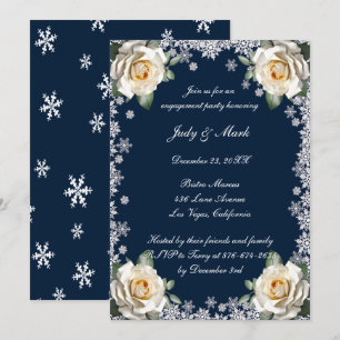 White Roses Snowflake Kerstfeest Kaart