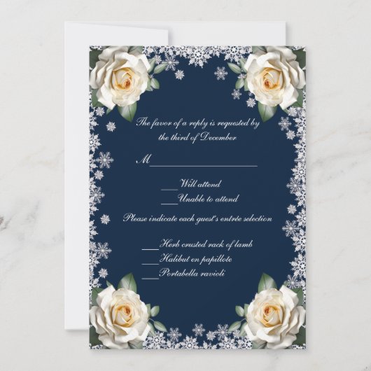 White Roses Snowflake Wedding Response Kaart (Voorkant)